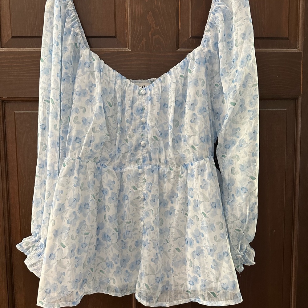Arula Light Blue Floral Top
